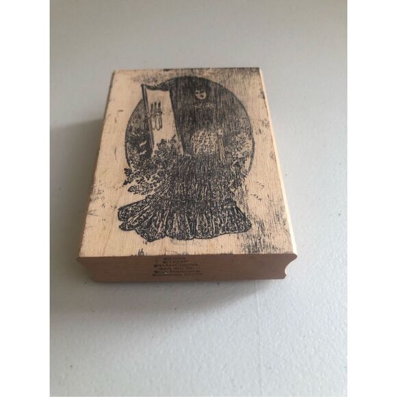 Francisco Rubber Stamp Gothic Lady with Candles Oval 1992 Vintage Wood Mounted - Picture 13 of 13